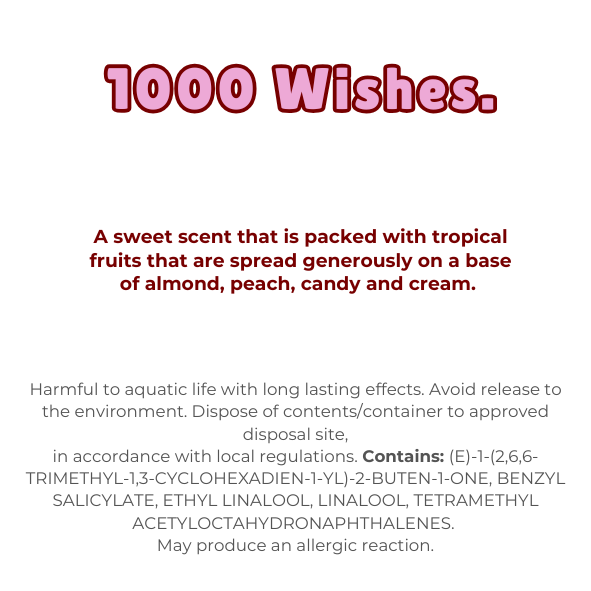 Knitted Heart Clamshell with scent description (A sweet scent that is packed with tropical fruits that are spread generously on a base of almond, peach, candy and cream), and ingredients - Nature's Scent ®