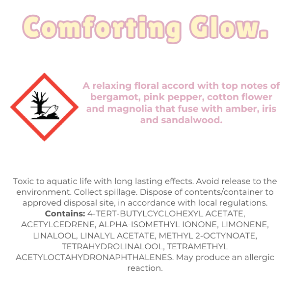 Knitted Heart Clamshell with scent description (A relaxing floral accord with top notes of bergamot, pink pepper, cotton flower and magnolia that fuse with amber, iris and sandalwood.) and ingredients - Nature's Scent ®