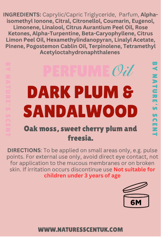 Dark Plum & Sandalwood Roller Perfume Oil |Alcohol Free, Long Lasting| Nature's Scent ®