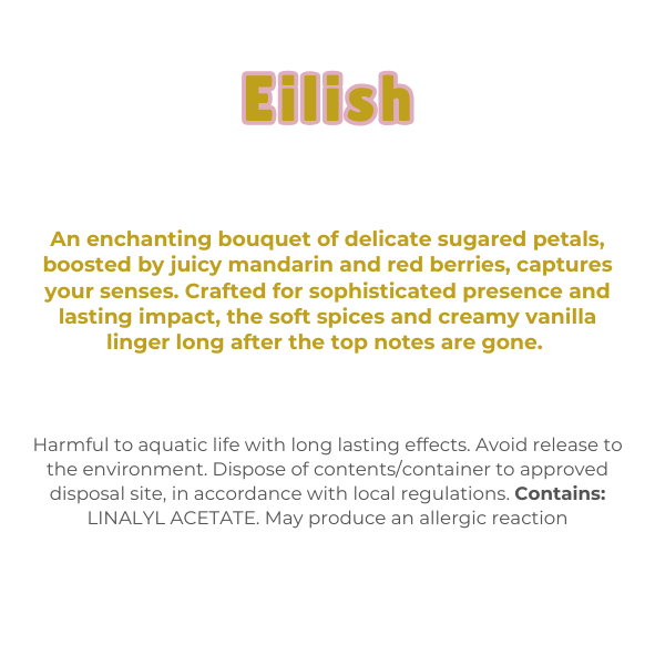 Knitted Heart Clamshell with scent description (An enchanting bouquet of delicate sugared petals, boosted by juicy mandarin and red berries, captures your senses. Crafted for sophisticated presence and lasting impact, the soft spices and creamy vanilla linger long after the top notes are gone), and ingredients - Nature's Scent ®