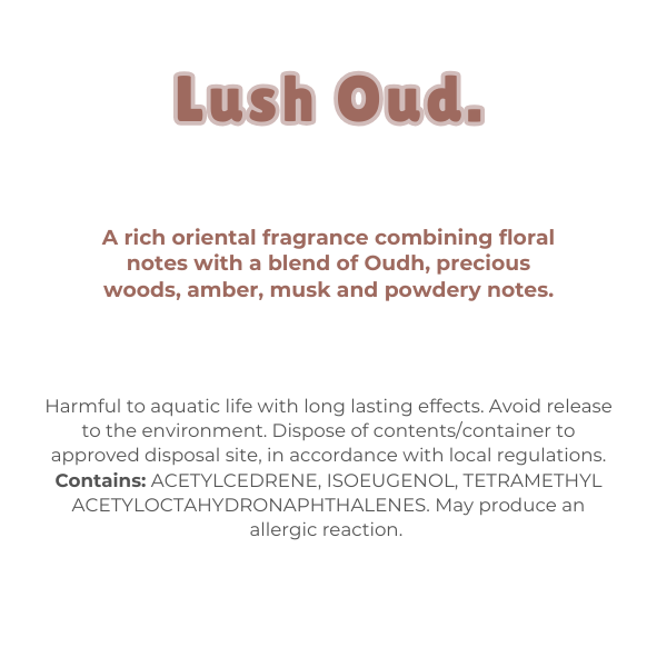 Knitted Heart Clamshell with scent description (A rich oriental fragrance combining floral notes with a blend of Oudh, precious woods, amber, musk and powdery notes), and ingredients - Nature's Scent ®