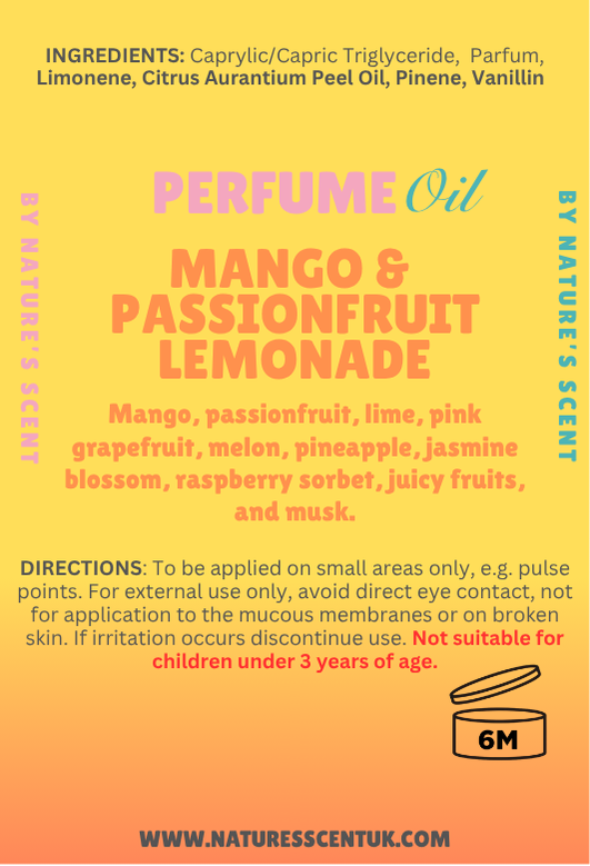 Mango & Passionfruit Lemonade Roller Perfume Oil |Alcohol Free, Long Lasting| Nature's Scent ®