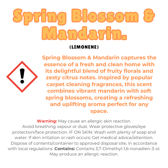 Knitted Heart Clamshell with scent description (Spring Blossom & Mandarin captures the essence of a fresh and clean home with its delightful blend of fruity florals and zesty citrus notes. Inspired by popular carpet cleaning fragrances, this scent combines vibrant mandarin with soft spring blossoms, creating a refreshing and uplifting aroma perfect for any space), and ingredients - Nature's Scent ®