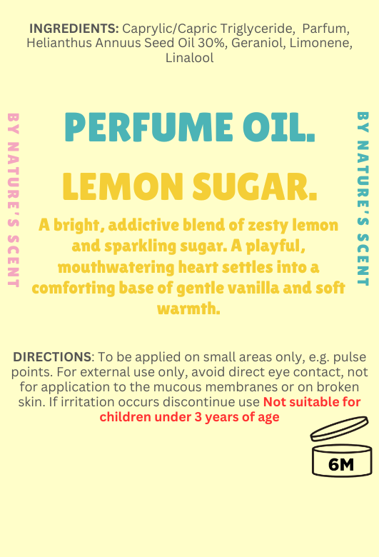 Lemon Sugar Roller Perfume Oil |Alcohol Free, Long Lasting| Nature's Scent ®