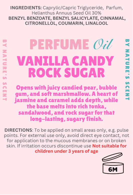 Vanilla Candy Rock Sugar Roller Perfume Oil |Alcohol Free, Long Lasting| Nature's Scent ®