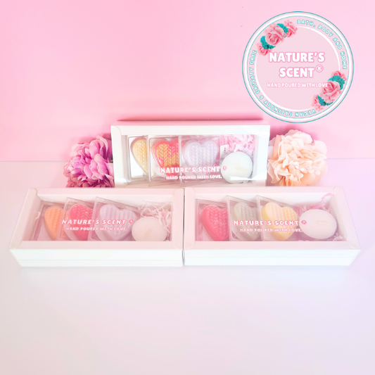 Handmade Wax Melt Gift Set – 3 Scents + Tealight | Vegan & Sustainable